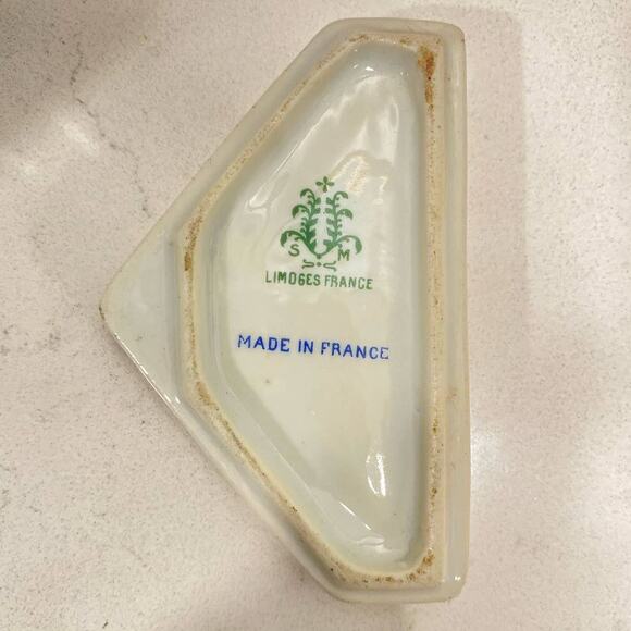 Vtg Limoges Made in France Small Ashtray/Trinket Rose Hand Painted Golden Detail - Picture 7 of 7